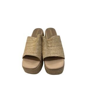Lemonade Beige Raffia Platform Slide Sandals Women’s Size 8.5